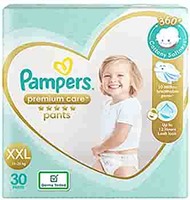 Pampers Premium Care Pants, Double Extra Large size baby diapers (XXL), 30 Count, Softest ever Pampers pants