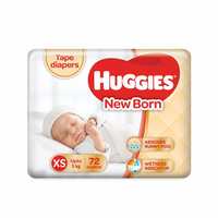 Huggies Ultra Soft Extra Small / New Born (XS / NB) Tape Baby Diapers (72 Count)