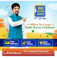  Flipkart Big Saving Days 17-22 Jan :- Extra 10% Discount using ICICI Cards