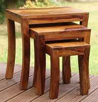 allie wood sheesham solid nesting table