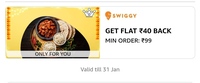 Swiggy Amazon Pay 40 Cashback on 99