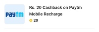 Rs. 20 Cashback on Paytm Mobile recharge using 20 Super Coins