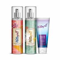 Layer'r Wottagirl Mandarin Twist Body Splash for women 135ml with Tuscan Green Body Splash for women 135ml & Get Wottagirl Face Wash 100ml