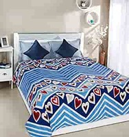 Deal of the day for Prime Members: Amazon Brand - Solimo Atrial Autumn Microfibre Printed Dohar cum AC Blanket, 110 GSM, Blue, Double