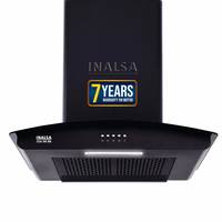 Inalsa 60 cm Filterless Curved Glass Chimney (Zylo 60BK, Push Button Control, Black)