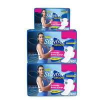Stayfree Secure Cottony Soft Extra Large (XL) Sanitary Napkin pads with wings for Women, Offer pack of 100 Pads, white