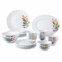 Amazon Brand - Solimo Glass Dinner Set - 33 Pieces, Transparent