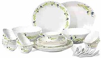 Cello Imperial Amazon Creeper Opalware Dinner Set, 33 Pieces, White
