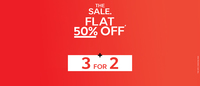 The Sale Flat 50% off + Buy 3 Pay for 2