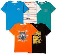 Amazon Brand - Jam & Honey Boy's Regular T-Shirt (AW20BTS-HS-PO5_Multicolor 2 11-12 Years)