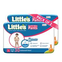 Little's Baby Pants Diapers with Wetness Indicator and 12 Hours Absorption, Large (L), 9-14 kg, 60 Count