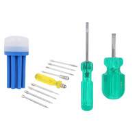 Suzec Johnson Screw Driver Kit Screwdriver Set with Neon Bulb (8 Pieces) & Two in One Screw Driver (Green and Yellow) & Two in One Stubby Screw Driver (Green and Silver)
