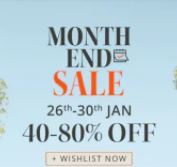 Myntra Month End Sale 26-30 Jan | Up to 80% Off On Top Brands