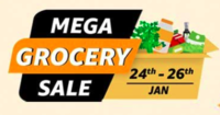 Mega Grocery Sale  (24th- 26 Jan) - Up to 50% Off + Flat 200 Cashback On Min. ₹2500 Order.