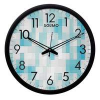 Amazon Brand - Solimo 12-inch Contemporary Plastic & Glass Wall Clock - Designer (Silent Movement, Black Frame)
