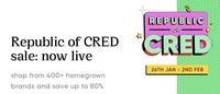 Republic Of CRED Sale - Up to 80% Off ( Shampoo + Conditioner 400ml each at 111)