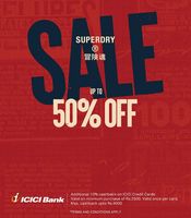 Superdry Season End Sale Upto 50% off + 10% discount + 10% Cashback with ICICI Bank on orders above 2500
