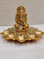  GiftNagri Gold Plated Metal Hindu God Ganesha Idol with Five Diyas for Diwali Puja Décor Home Temple Festival Gifting Rs. 299
