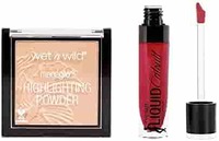Wet n Wild highlightling Powder & Liquid Lipstick Combo, Matte Finish (Precious Petals, Missy and Fierce), Multicolor, 2 Pieces