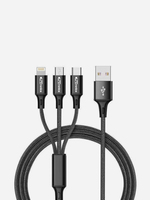 Konnect A Trio: 3 in 1 Multi-functional Fast Charging Cable (Black)