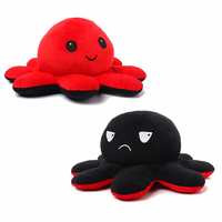Webby Soft Animal Plush Standing Pup Toy 20CM, Red & Black Reversible Octopus Toy