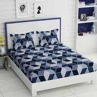 PRIDHI Soft Glace Cotton Double Bedsheet with 2 Pillow Cover ( 228cm x 228cm_Multicolour)