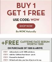 WOW Lowest : Flat 41% off + Buy 1 Get 1 Free Offer + Free Caffeine Face Serum Worth Rs 599 on Purchase of Rs 699