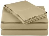 AmazonBasics Polyester Solid Microfiber Sheet Set - (Includes 1 bedsheet, 1 Fitted Sheet with Elastic, 2 Pillow Covers) King, Olive