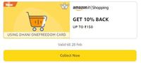 GET 10% BACK UP TO ₹150 Using Dhani One Freedom Card