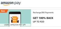 100% upto 20 on Recharge/Bill Payment On Amazon Using UPI
