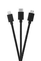 FLiX (Beetel) 3in1 (Type C|Micro|Iphone Lightening) Textured Pattern 3A Fast Charging Cable with QC & PD Support for Type C