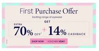 Lenskart -  Extra 70% Off + 14% Cashback Vday Offer (First Purchase Offer)