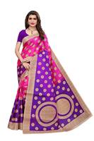 Yashika women's art silk kalamkari and bhagalpuri style saree with blouse piece and soft feel (kora)