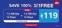 Jio ₹119 Plan : Buy 1 Get 1 Free (Account specific)

