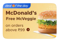 McDonald's Free McVeggie on orders above ₹ 99 