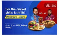 Order from the  BelievelnBlue Collection Stand a chance to win ₹ 100 Swiggy Money