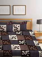 ACHZCH 144 TC Microfiber Box Printed Double Bedsheet with 2 Pillow Covers