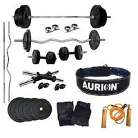 AURION Dumbbell Set 24 KG Combo Offer Glove+Rope+Hand Grip