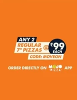 Mojo pizza : 2* 7 inch pizza Rs99 each for new users