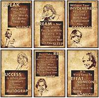 Vantagekart Dr. Abdul Kalam Inspirational Motivational Self Adhesive Wall Posters (Paper, 12x18-inch, Brown) - Set of 6