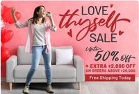 Pepperfry Love Thyself Sale - Up to 50% Off + Extra Rs.2000 Off on 20 K + Free Shipping