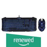 (Renewed) Cosmic Byte Dark Matter Gaming Keyboard and Mouse Combo, 3 Color LED Backlight, Upto 2400 DPI 5 Button LED Mouse (Black)