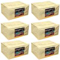 Kuber Industries 6 Piece Cotton Saree Cover Set, Gold (SCY08), Standard