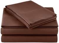 AmazonBasics Microfiber Sheet Set -Solid (Includes 1 bedsheet, 1 Fitted Sheet with Elastic, 2 Pillow Covers) King, Chocolate