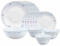 Larah by Borosil Flora Opalware Dinner Set, 19 Pieces, White