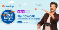 Flat 15% off on dom & intl flight bookings and flat 25% off on dom & intl hotels on Cleartrip for Slice card users