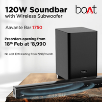 Pre-Order boAt Aavante Bar 1750 120W Soundbar with Wireless Subwoofer
