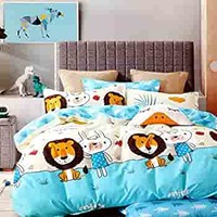 PRIDHI Glace Cotton Double Bedsheet with Two Pillow Cover for Home, Bedroom, Kids Bedsheet (90 x 100 Inch, Multi Color 1)