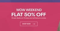 Reebok Wow Weekend Sale Flat 50% Off + Extra 10% Off On Prepaid Orders Above 1000
