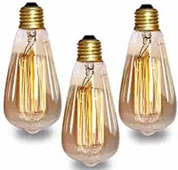 CRAFTSDEC 40-Watts E26 / E27 Edison Tungsten Squirrel Cage Pear Shape Filament Vintage Bulb for Home Light Fixtures Decorative - Pack of 3